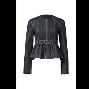 Derek Lam 10 Crosby Black/Blue Denim Peplum Belted Cropped Jacket, Blazer Size 2